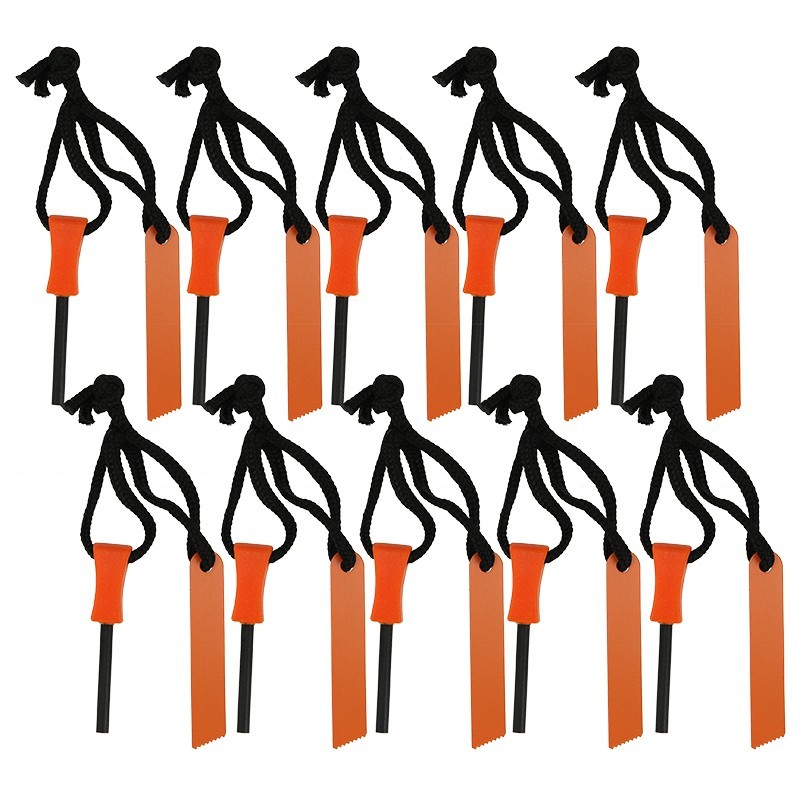 10pcs Flint Fire Starter Magnesium Rod Scraper Emergency Survival Kits Lighter