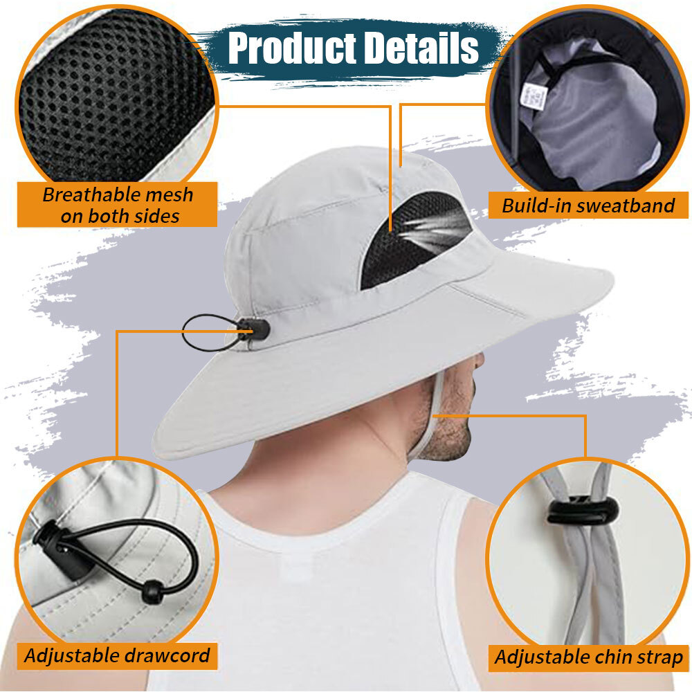 Unisex Bonnie Bucket Hat Wide Brim Breathable Sun Mesh Cap UV Protection Outdoor