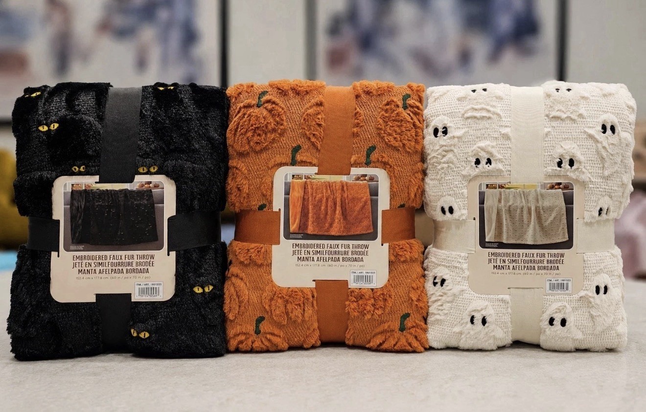 NWT Costco Halloween Faux Fur Throw Blanket Lot of 3 Ghost Cat Pumpkin