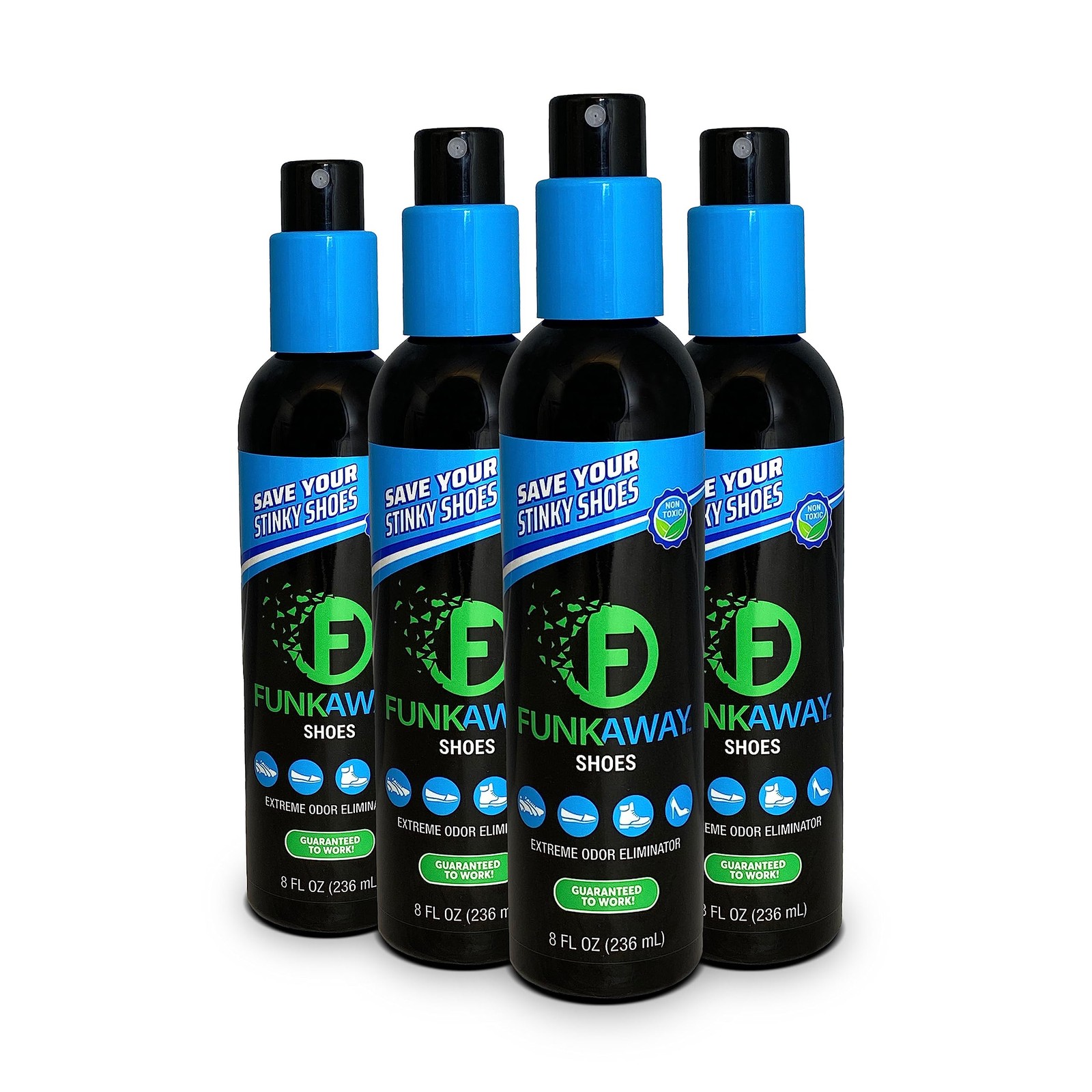 Odor Eliminating Spray for Shoes Skates Work Boots 8 oz. 4 Pack Extreme Odor