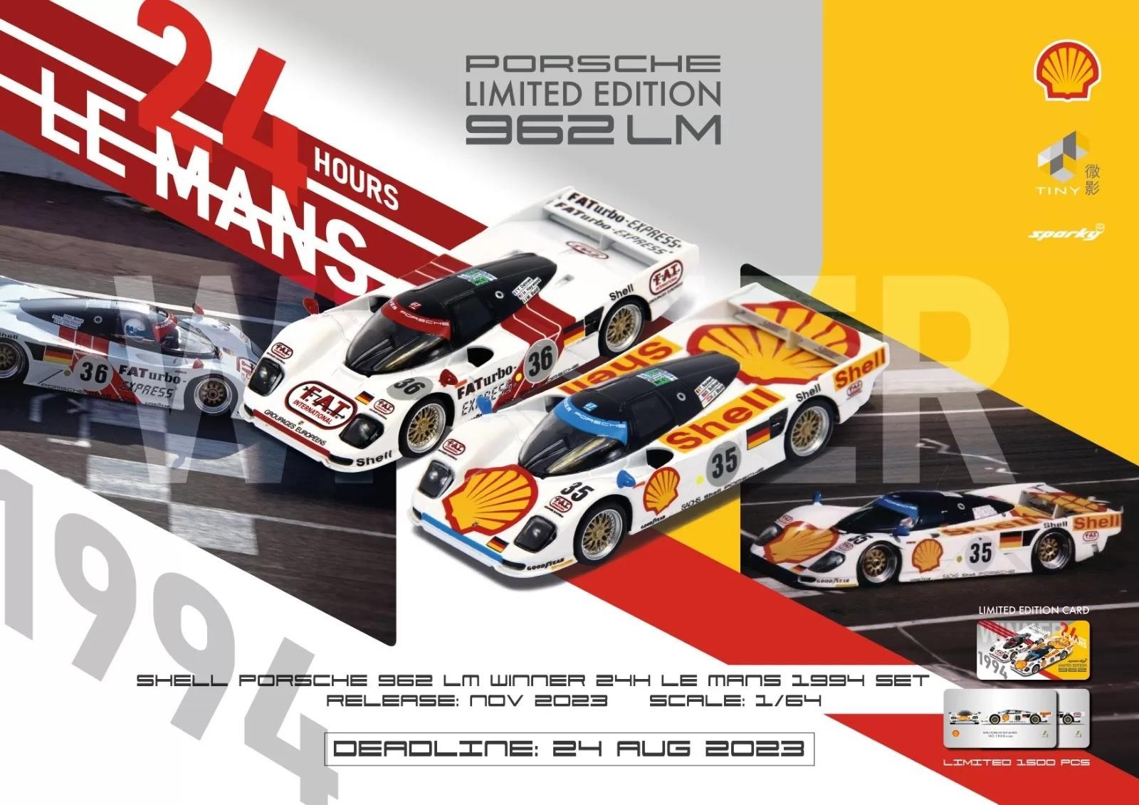 Shell Porsche 962 LM 24Hr Le Mans Winner 1994 Set 1:64 Tiny City COMBO64004