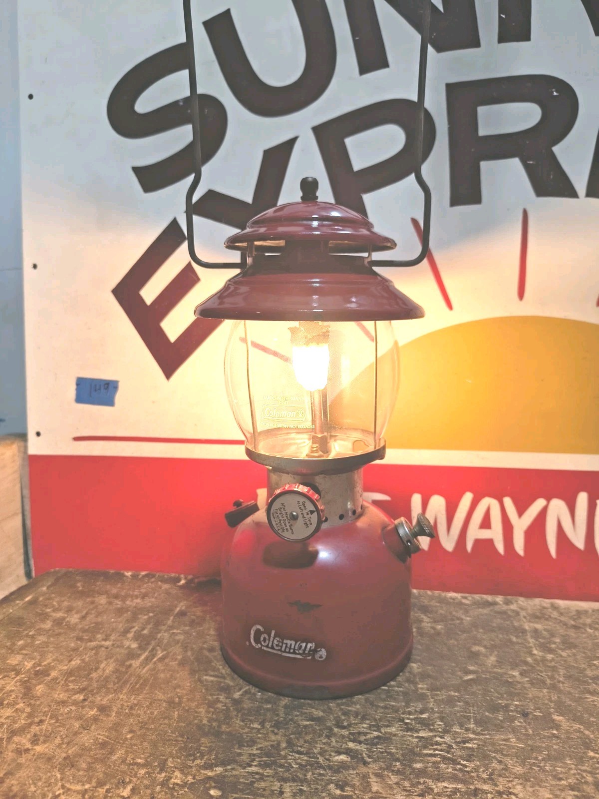 Coleman 1966 Lantern Red 200A with Globe Camping Dated 8/66 Tested Works
