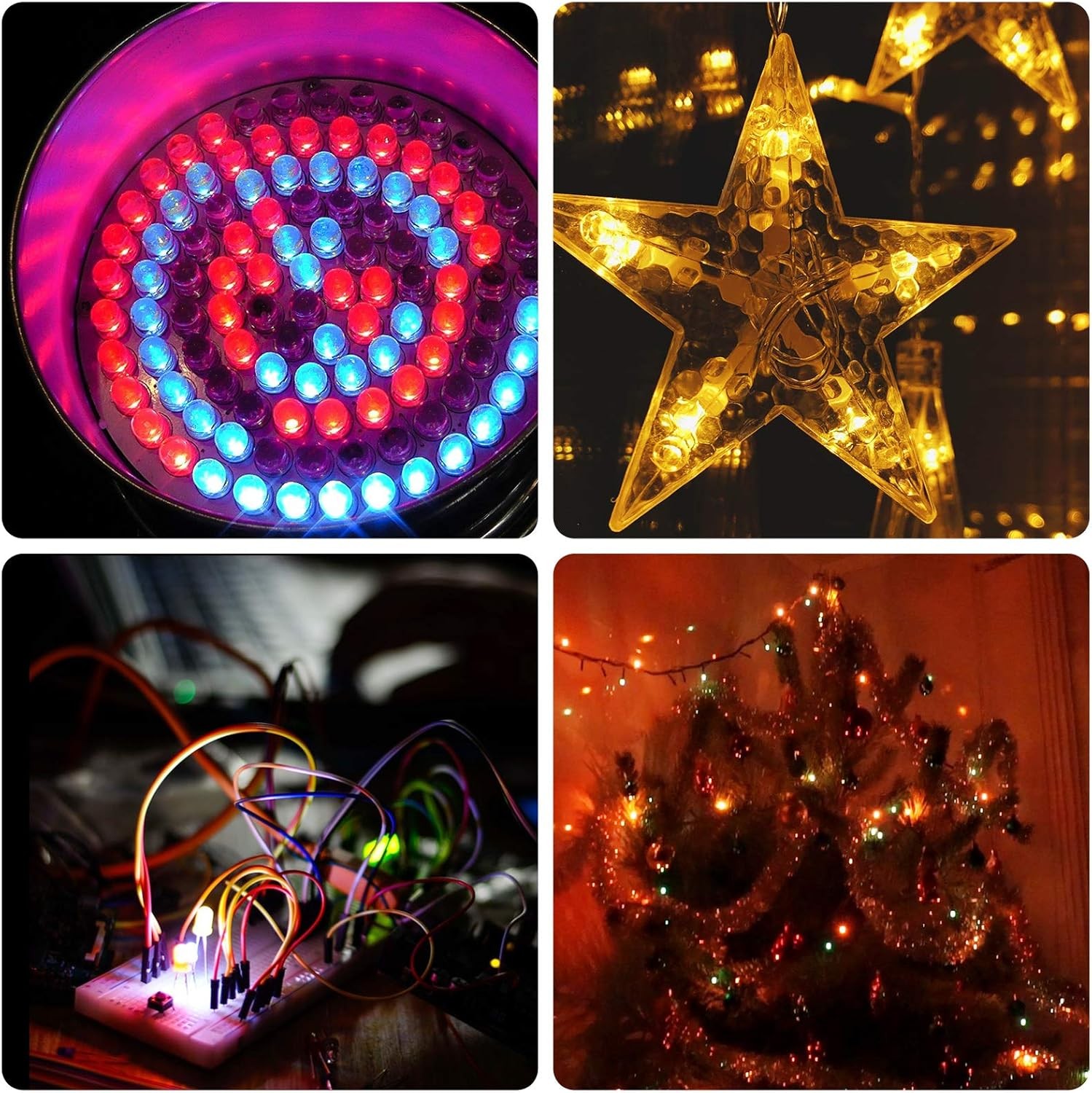 DiCUNO 100pcs 5mm RGB Multicolor Slow Flashing LED Diode, Multi-Color White