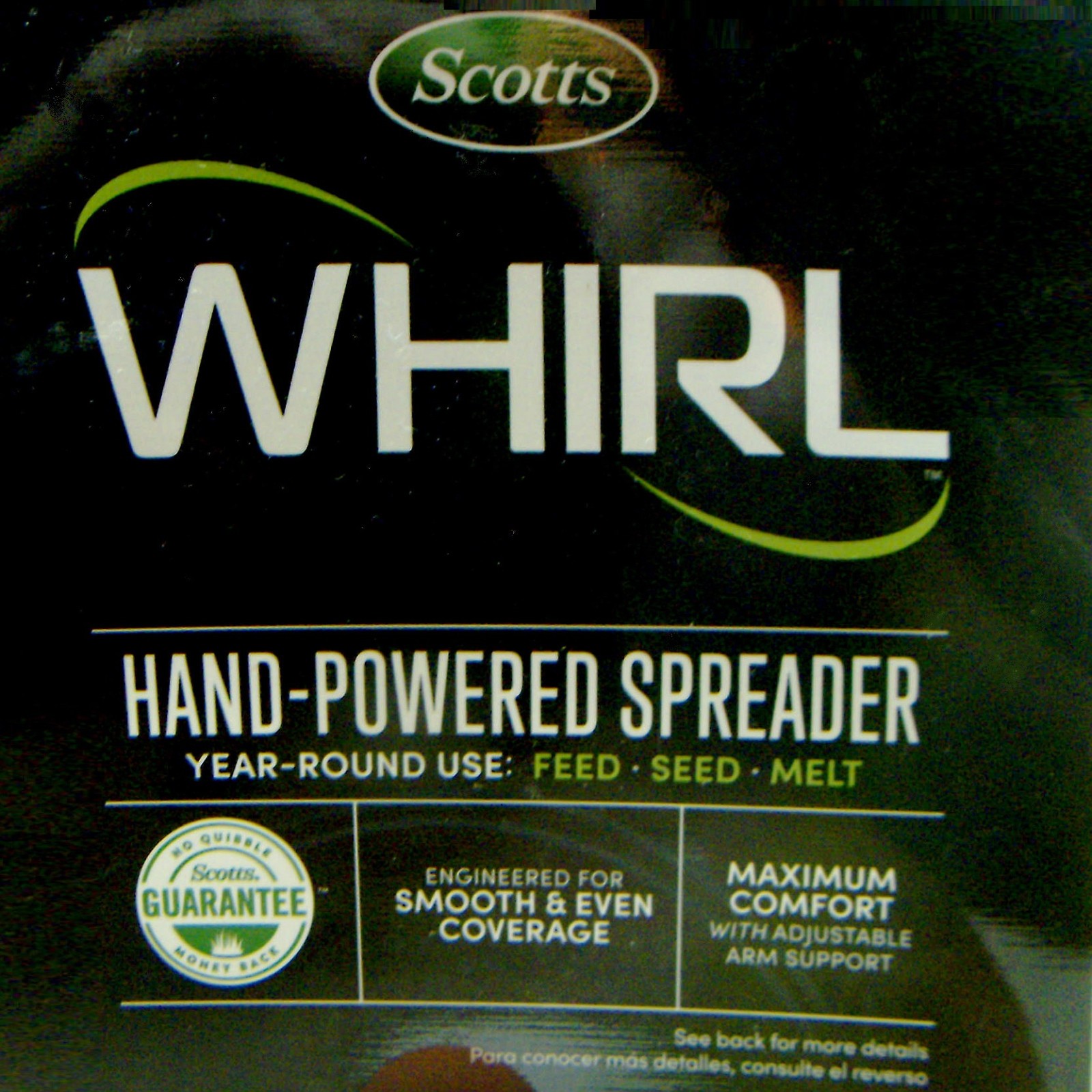 Scotts WHIRL HAND-POWERED Walk Behind Broadcast Seed SPREADER Grass Fertilizer +