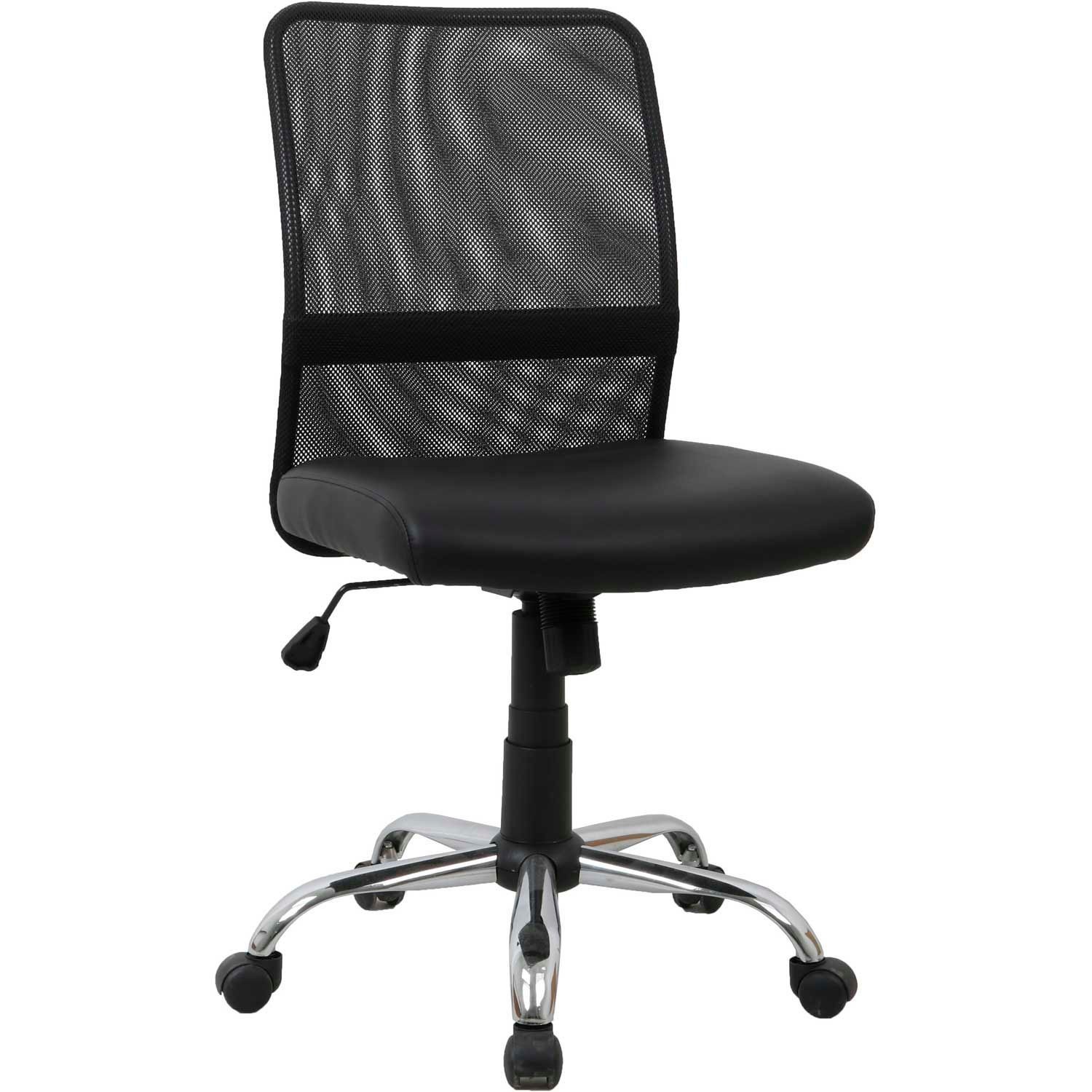 Mesh Back Task Chair With Mid Back Synthetic Leather Black