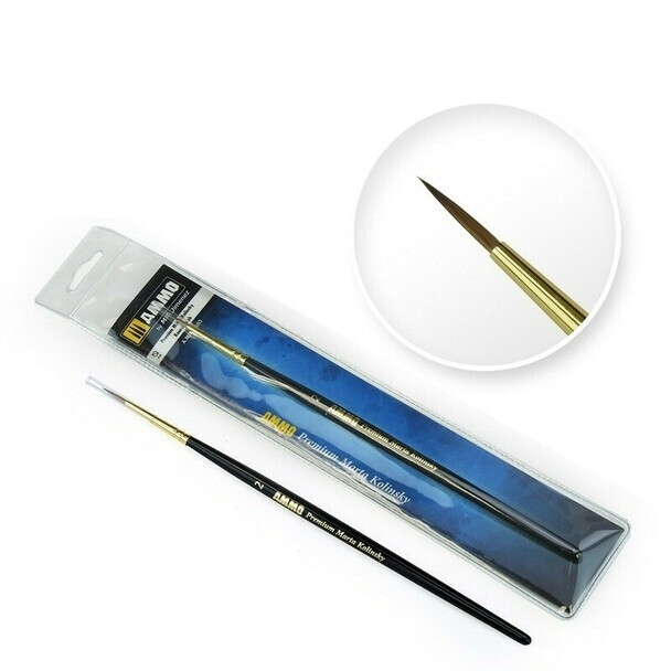 AMMO by MIG Brushes - 2 PREMIUM MARTA KOLINSKY ROUND BRUSH