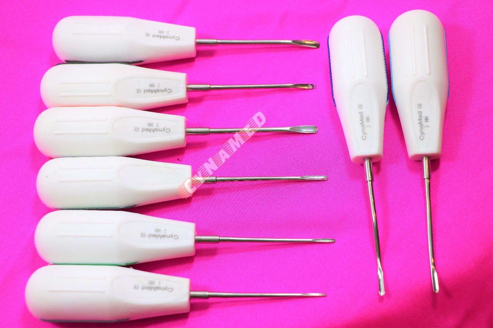Dental Luxating Elevator Tooth Extraction Tools 8 Pcs, Straight Curved & Angled
