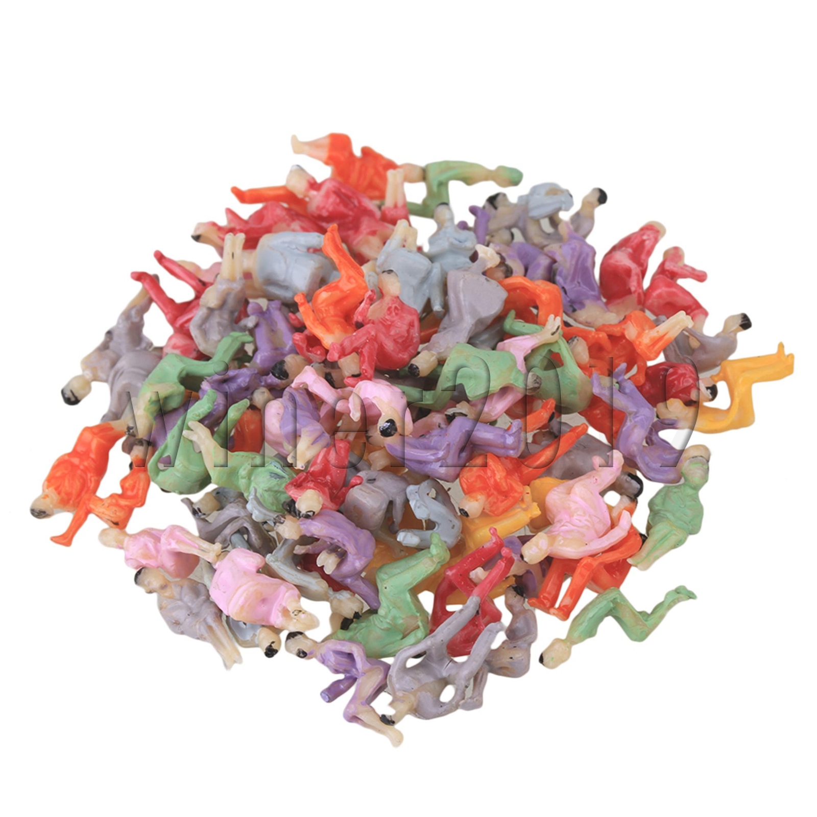 100Pieces Scale 1:100 Plastic Painted Seated People Figures Model Multicolor