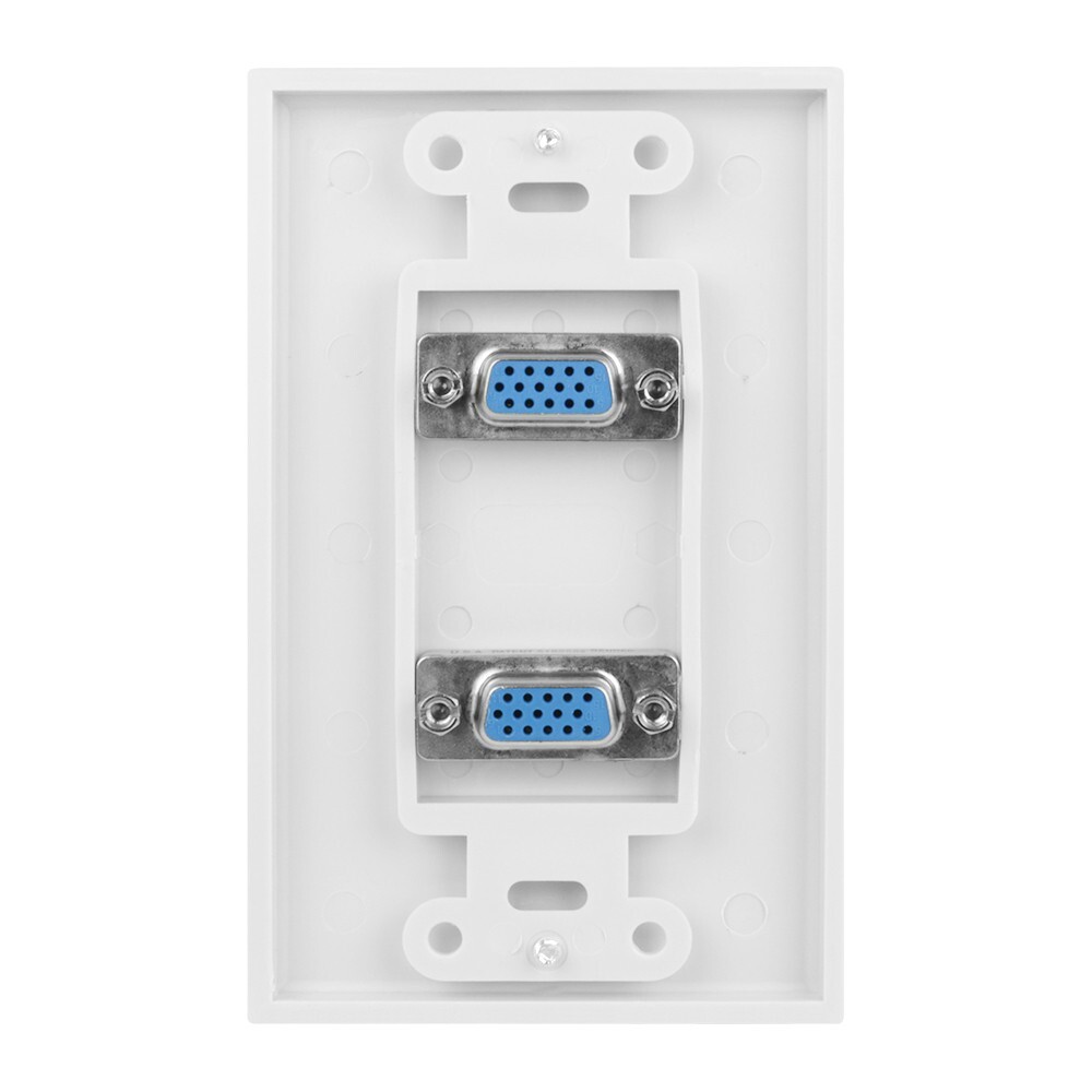 Construct Pro Wall Plate with Dual Female VGA Pass Throughs (White)
