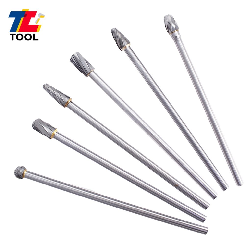 6Pcs 10mm Rotary Aluminum Cut Burr 6mm 1/4" Shank 150mm Long Reach Carbide