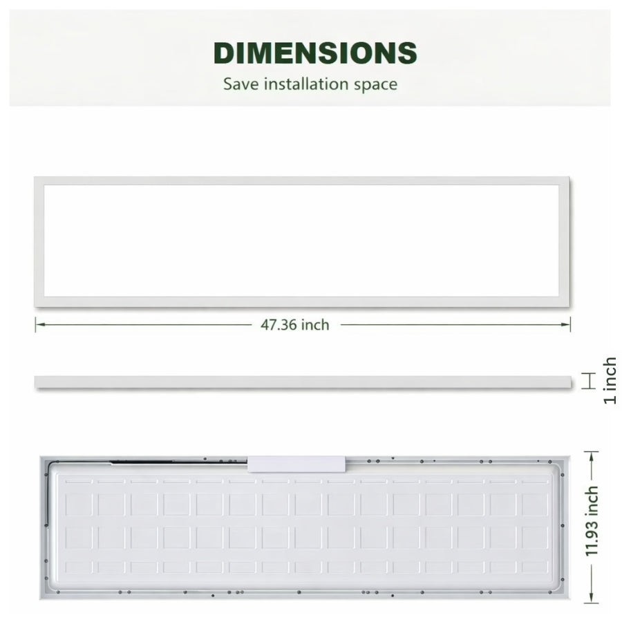 1x4 LED Flat Panel Light 50W 5CCT Dimmable Surface Mount Ceiling 120V