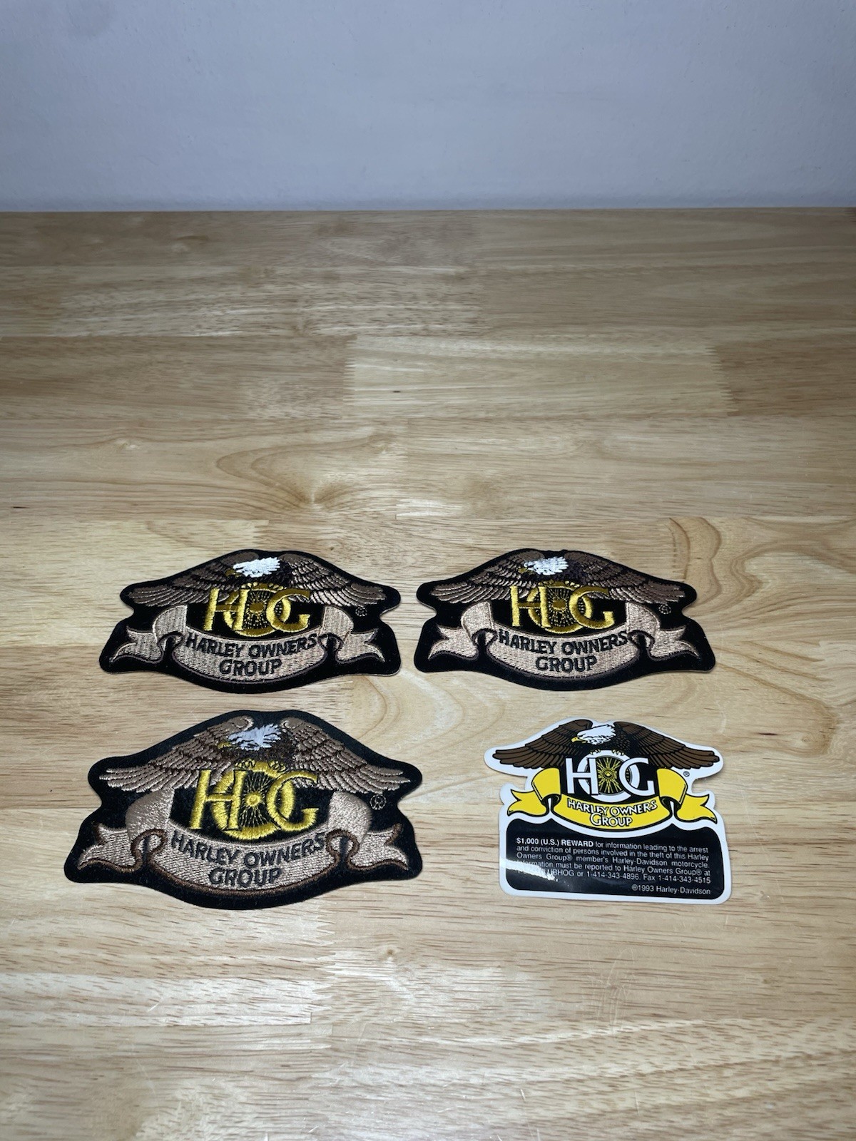 Lot Of ( 3 ) Harley Davidson HOG Harley Owners Group Eagle Patches & 1 Sticker
