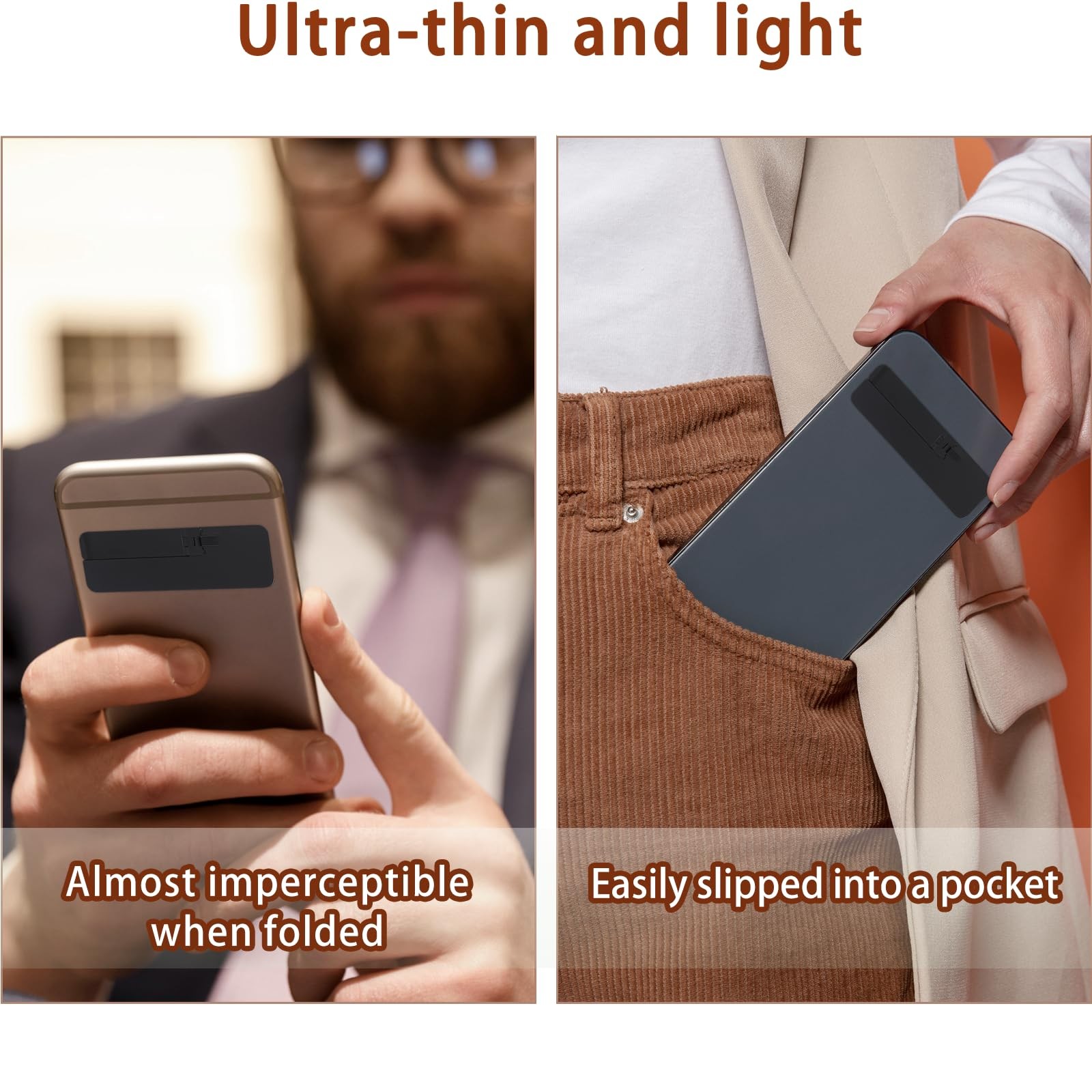 3 Pcs Ultra-Thin Invisible Phone Kickstand, Adjustable Vertical and Horizonta...