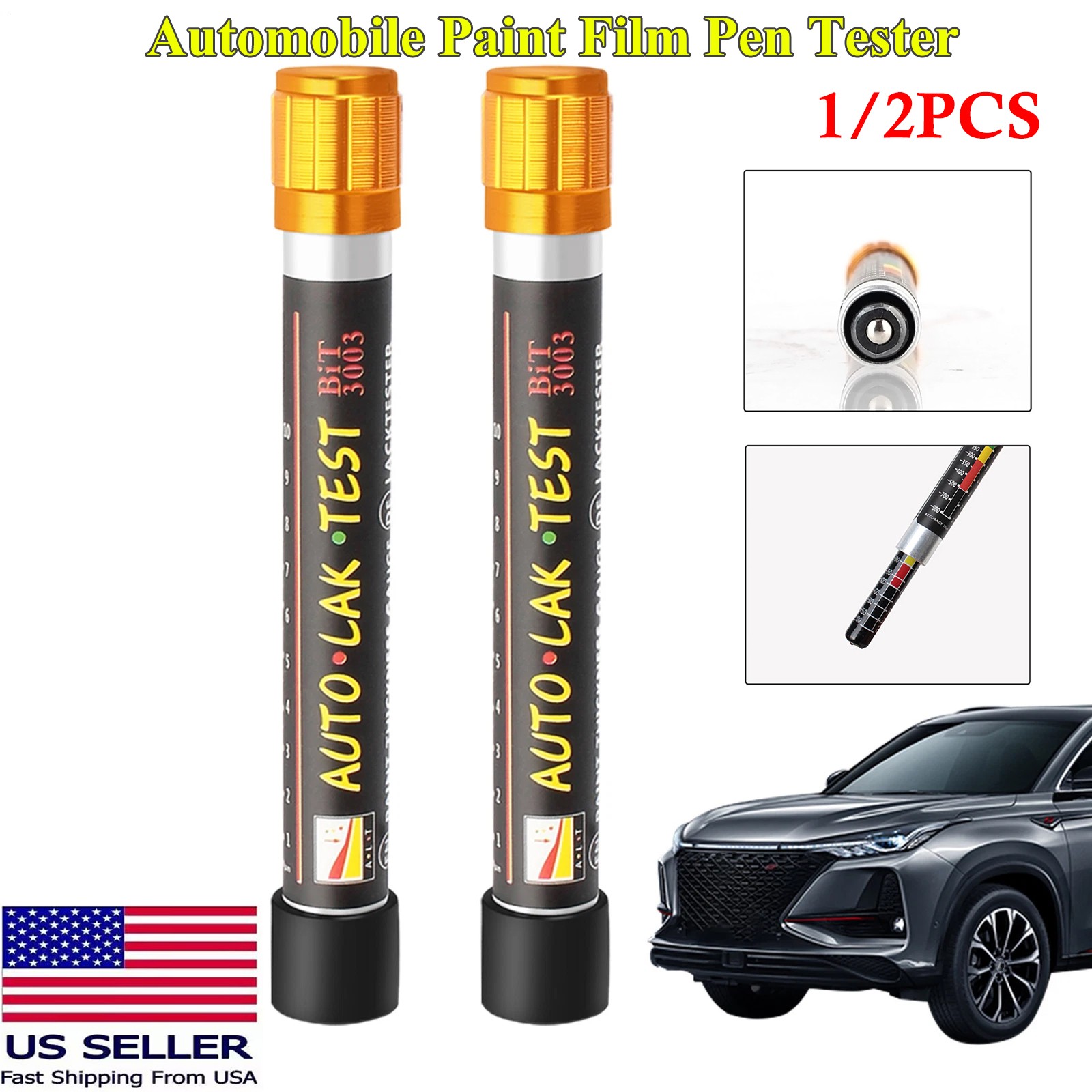 Car Paint Thickness Tester Meter Gauge Portable Automobile Paint Film Pen 1/2PCS