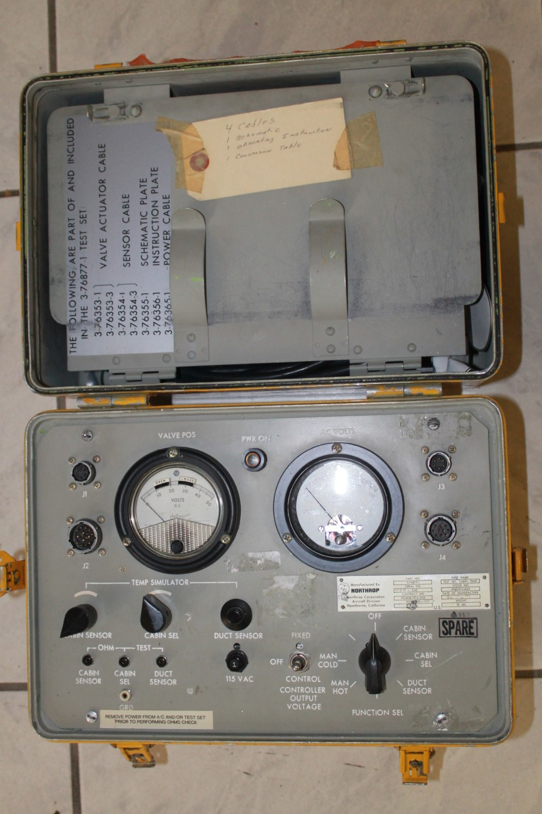 CABIN TEMP CONTROL TEST SET  P/N  3-76877-1  , COMPLETE USED CONDITION