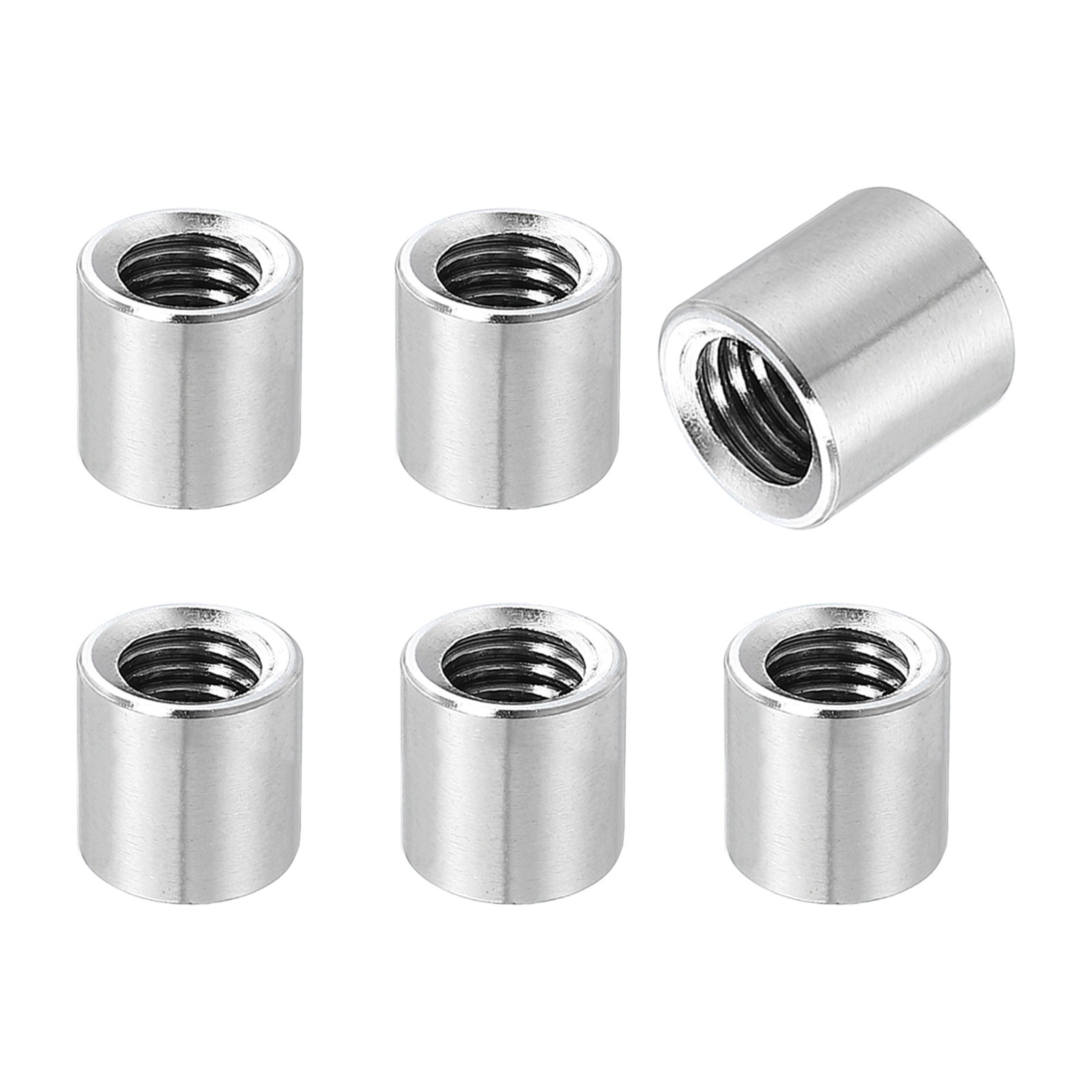 6Pcs 304 Stainless Steel M10x1.5mm Round Coupling Nuts, 0.55x0.51"(ODxH)