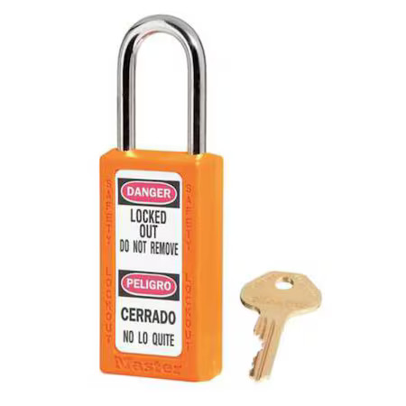 Master Lock 411Orj Lockout Padlock, Keyed Different, Thermoplastic, Orange, 1