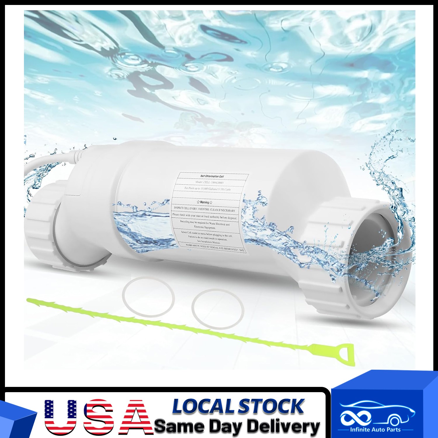 W3T-Cell-3 Salt Chlorine Generator Compatible with Hayward Up to 15,000 Gallons