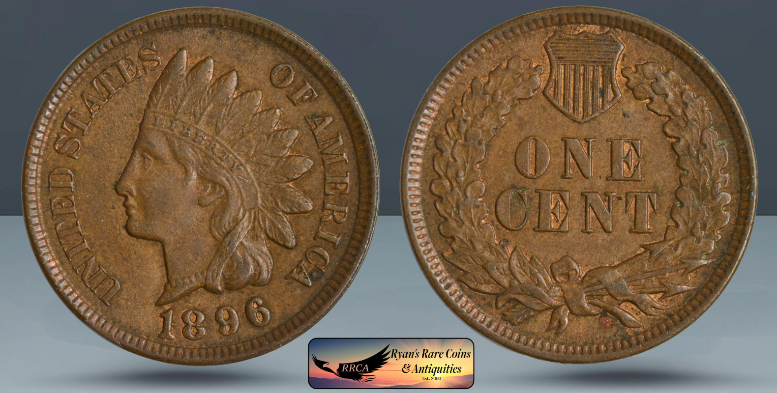 1896 Indian Head Cent, Penny, Brilliant Uncirculated, Ryan's Rare Coins, C8465