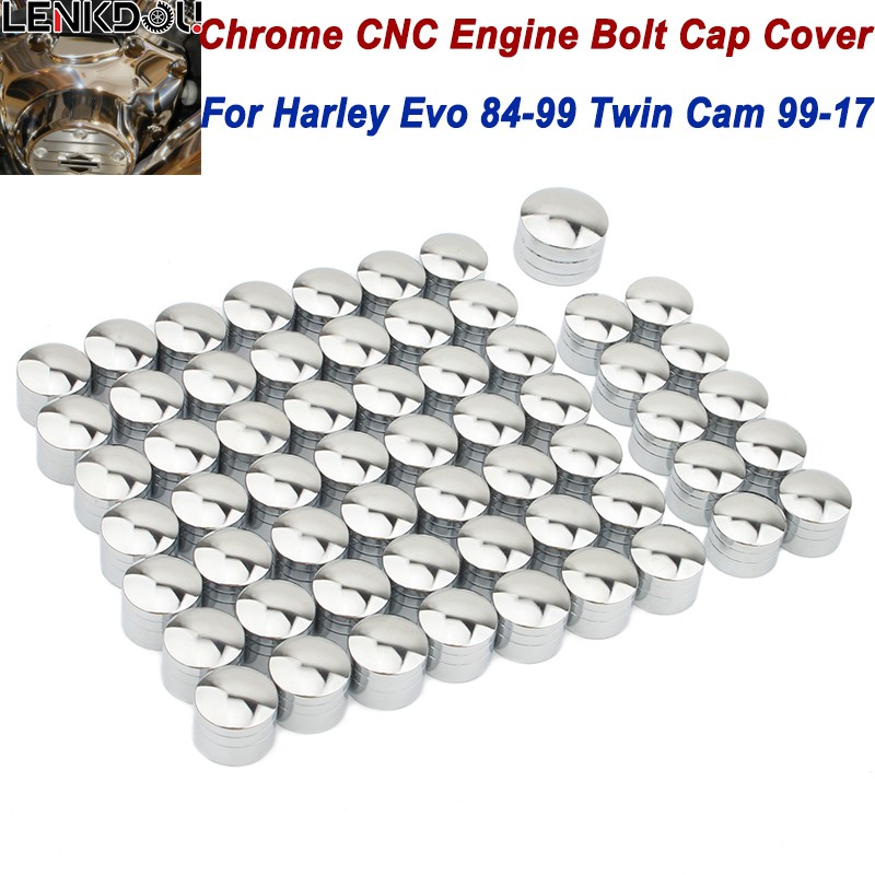 For Harley 60PCS Engine Bolt Caps Cover Chrome Touring Road Street Glide Softail