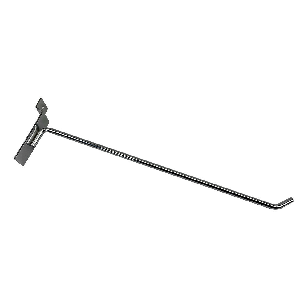 12" Slatwall Hook Panel Display Hooks, 1/4" Thickness Metal, Chrome - PACK 2
