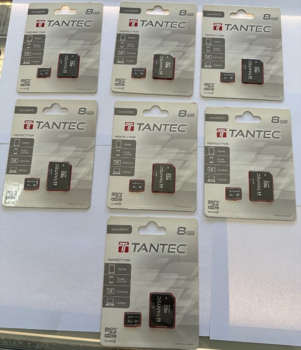 LOT OF 7 TANTEC 8GB microSDHC memory card W/SD Adapter CLASS 4