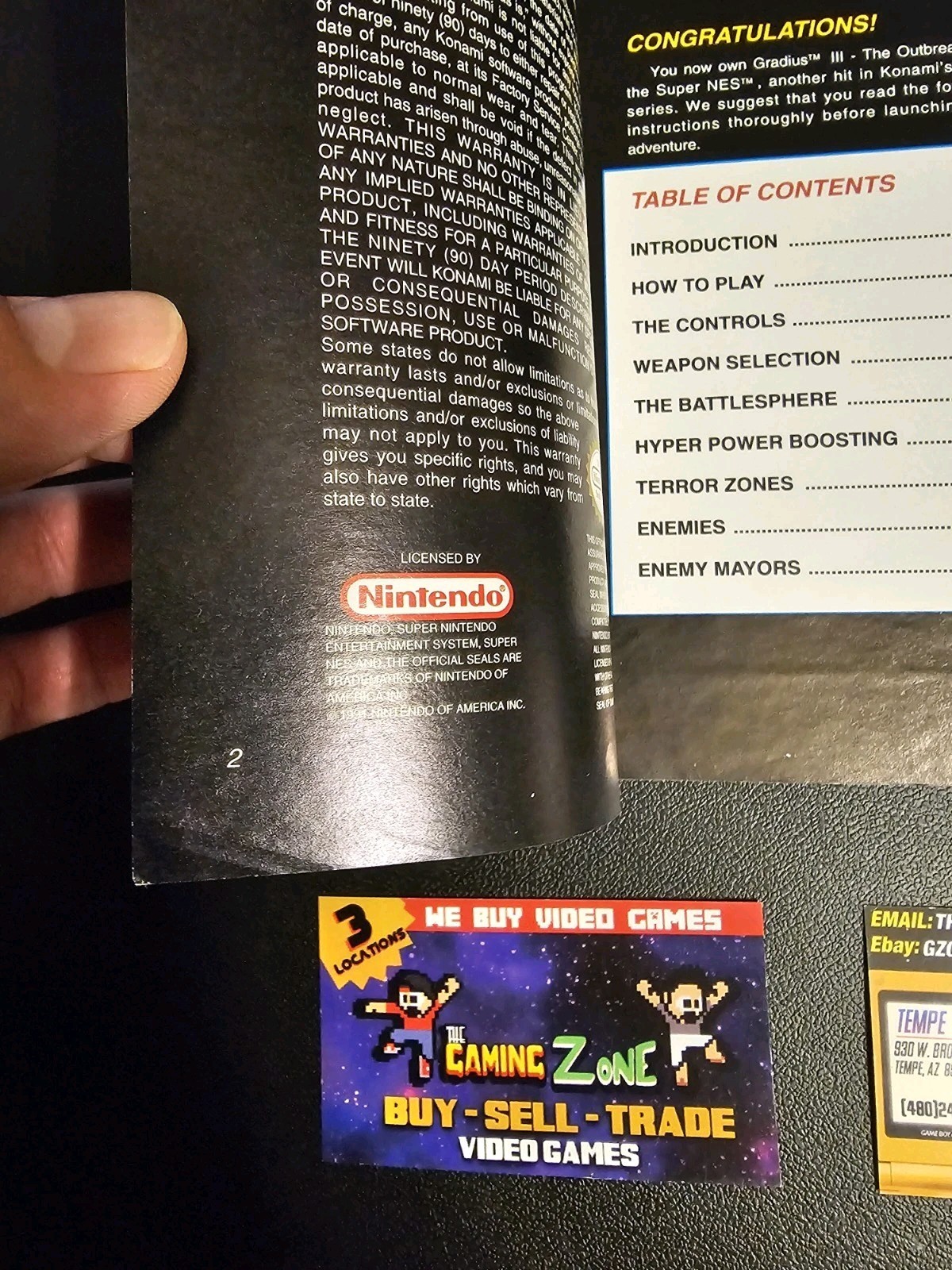 Super Nintendo Gradius 3 SNES Manual Only!!