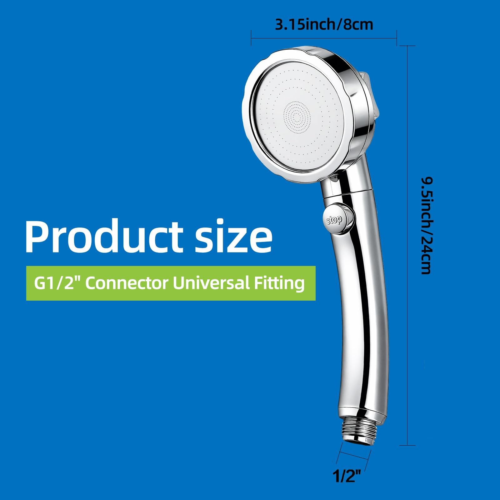 High Pressure Handheld Shower Head with ON/OFF Pause Switch 3 Spray Modes