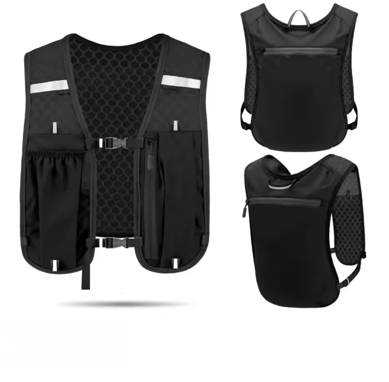 Black Hydration Running Vest: Lightweight Trail Race Backpack for Men & Women