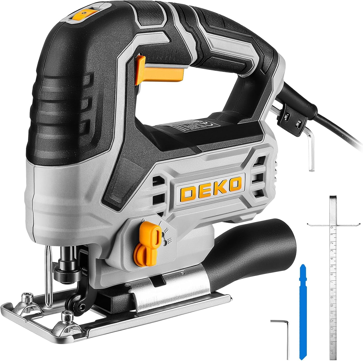 DEKOPRO Electric Jigsaw Tool Power Jig Saws for Woodworking 6 Variable Speed