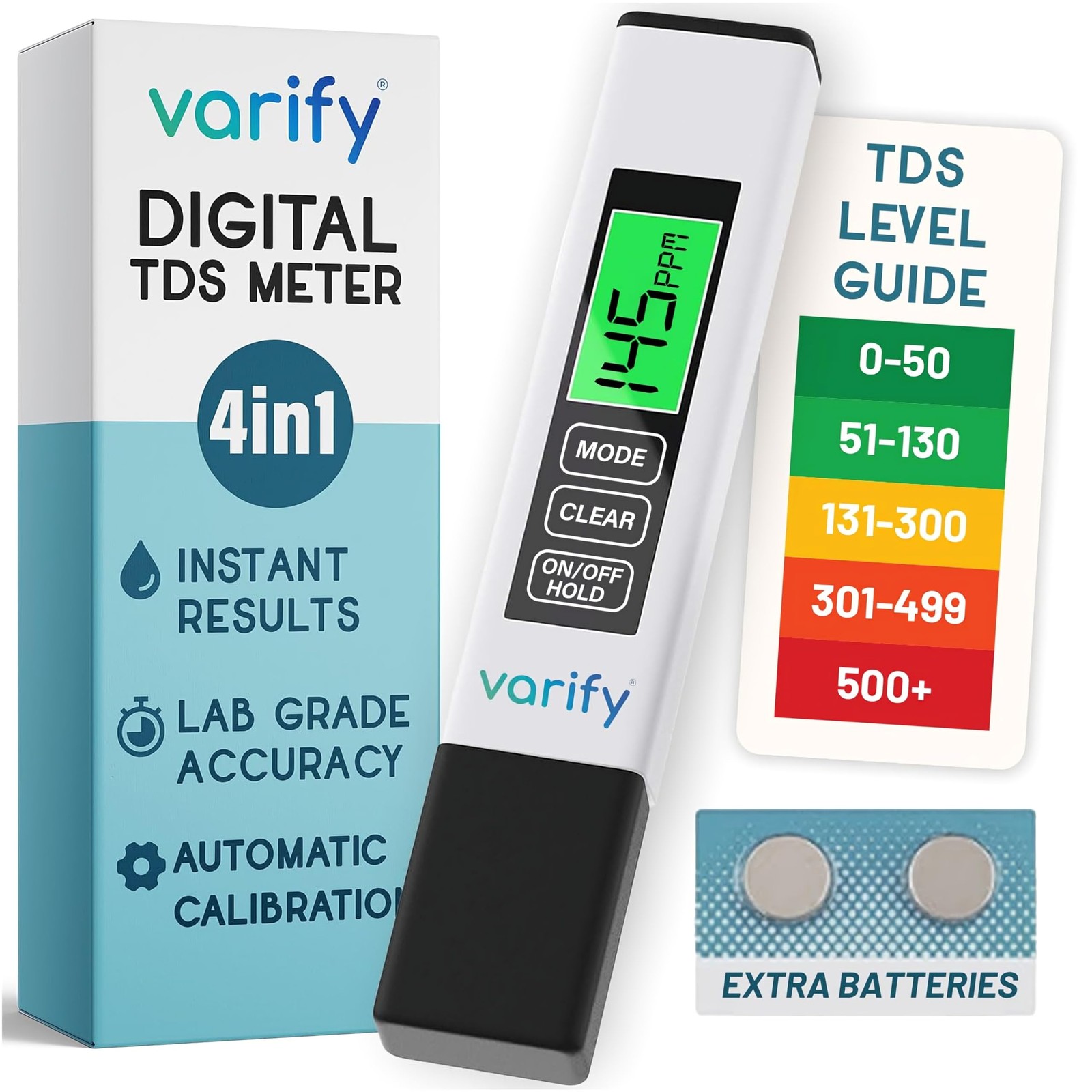 Instant 4-in-1 TDS Meter Digital Water Tester for Drinking Water | Accurate