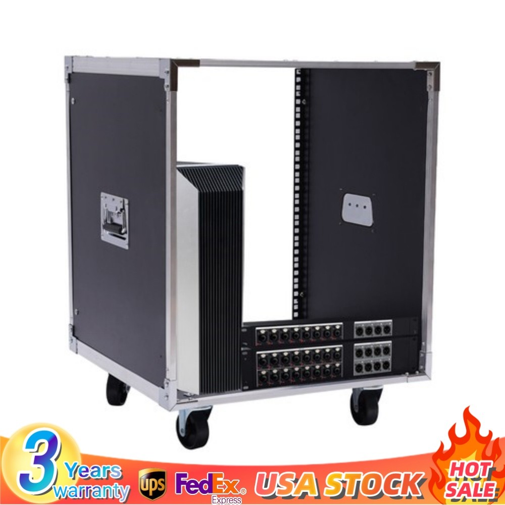 12U Cabinet Rolling Network Rack Audio Studio Video Telecom Equipment Rack Black