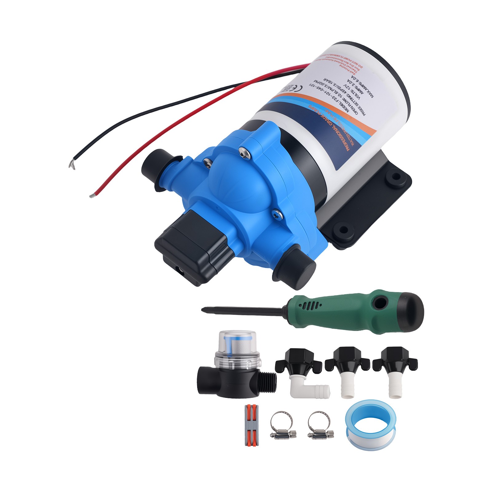 Diaphragm Water Pump for RV Boat Marine 2088-554-144 3.5GPM 45PSI 13.5L/Min 24V