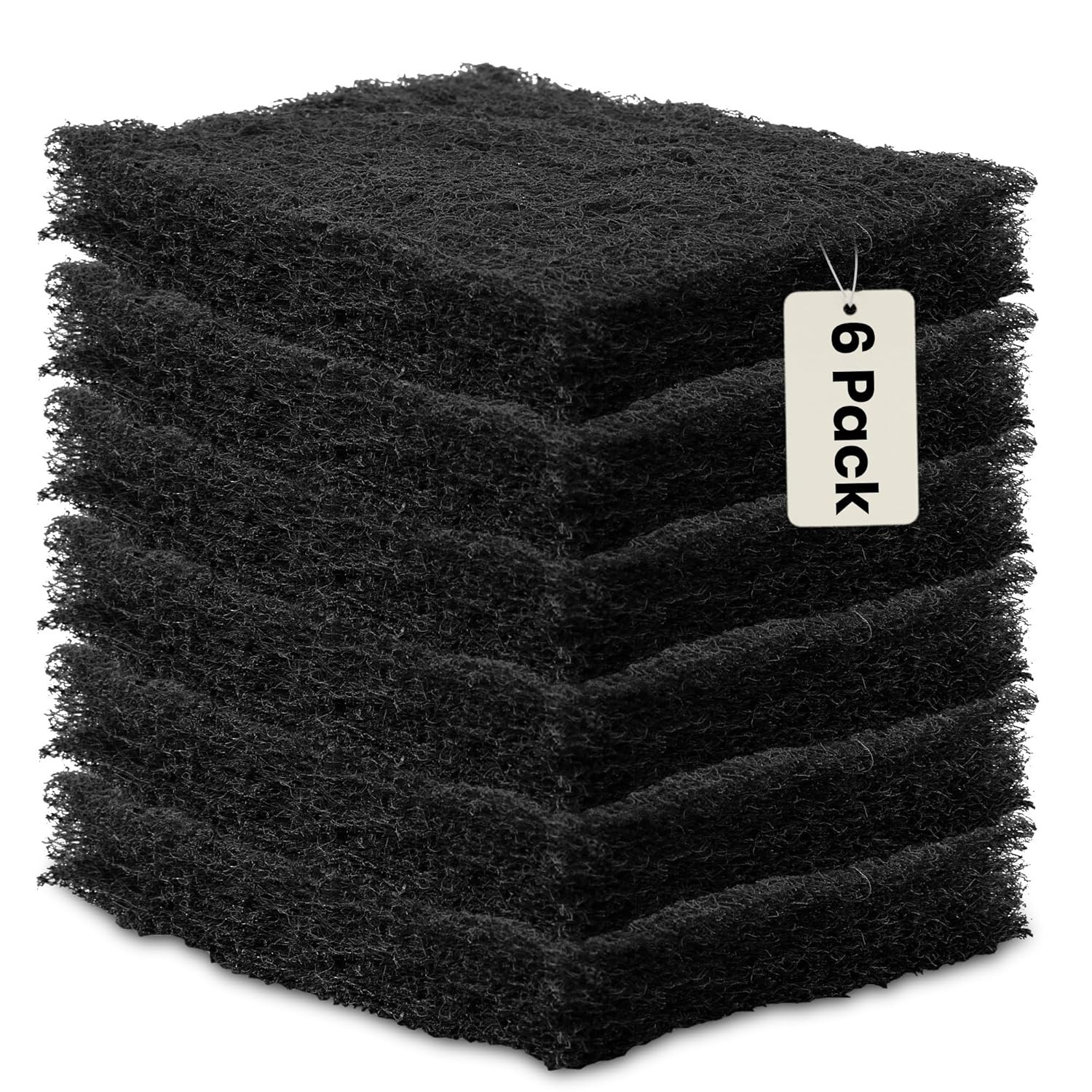 6 Pack Heavy Duty Scouring Pads 6x4 Inch Reusable Cleaning Scrub Pads Black