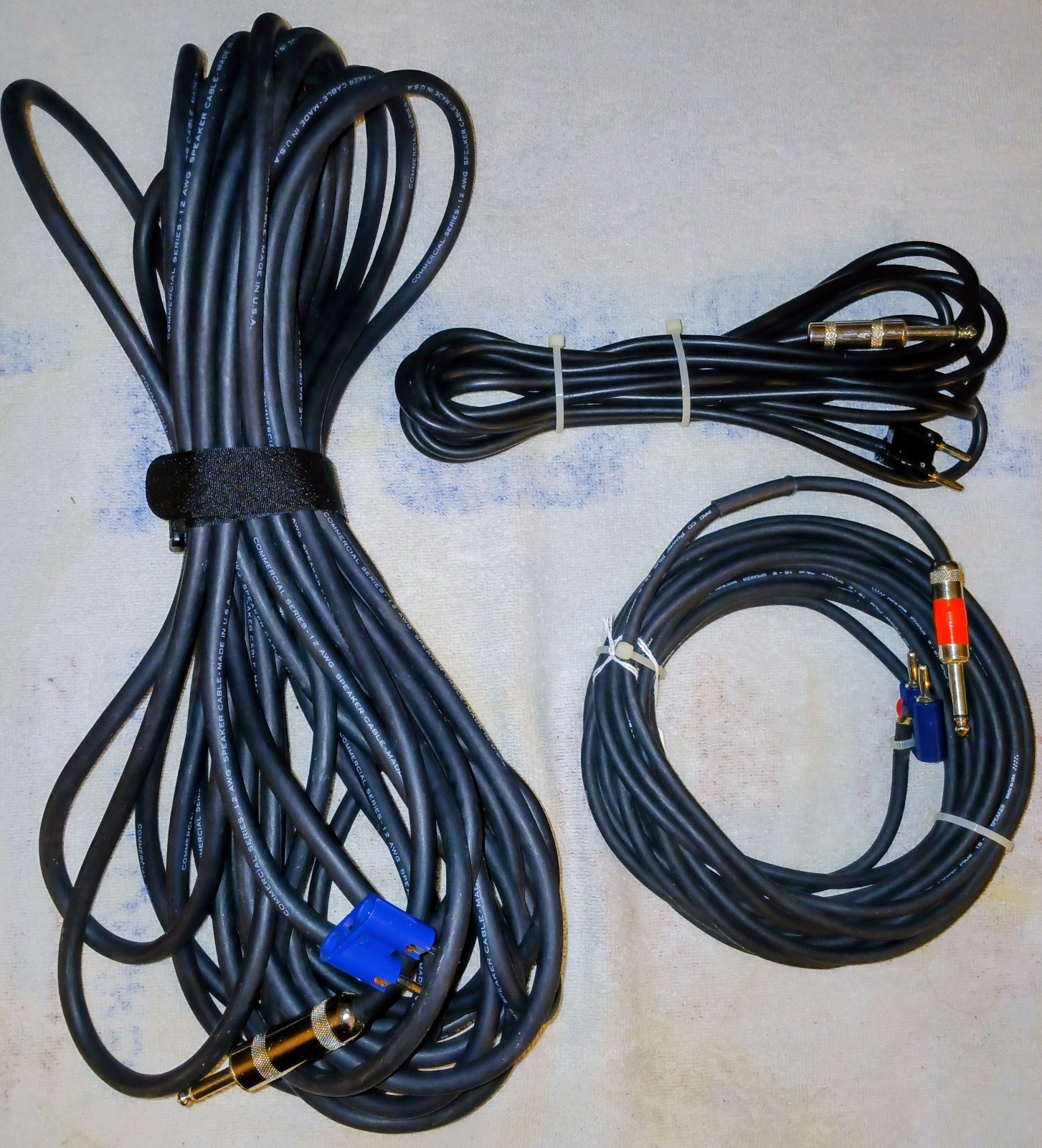 LOT of 3 Speaker Cables 1/4" to Banana Plug 50ft 20ft 10ft