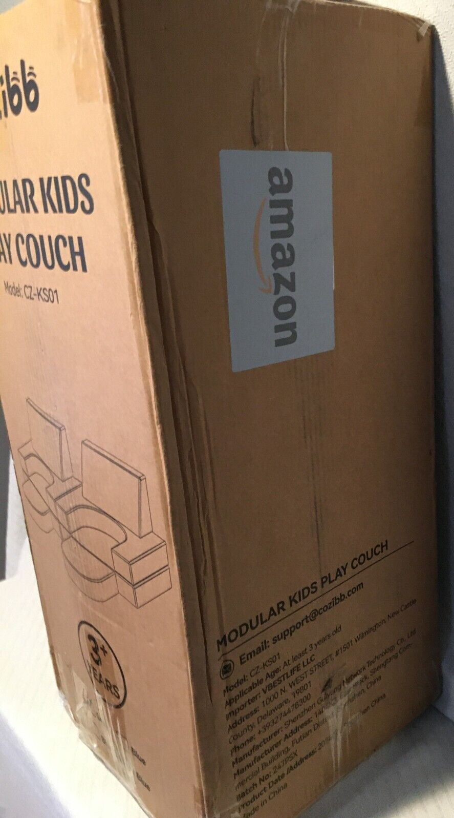 CoziBB GREY Modular Kids Play Couch, Convertible Nugget Couch for Toddlers 3+
