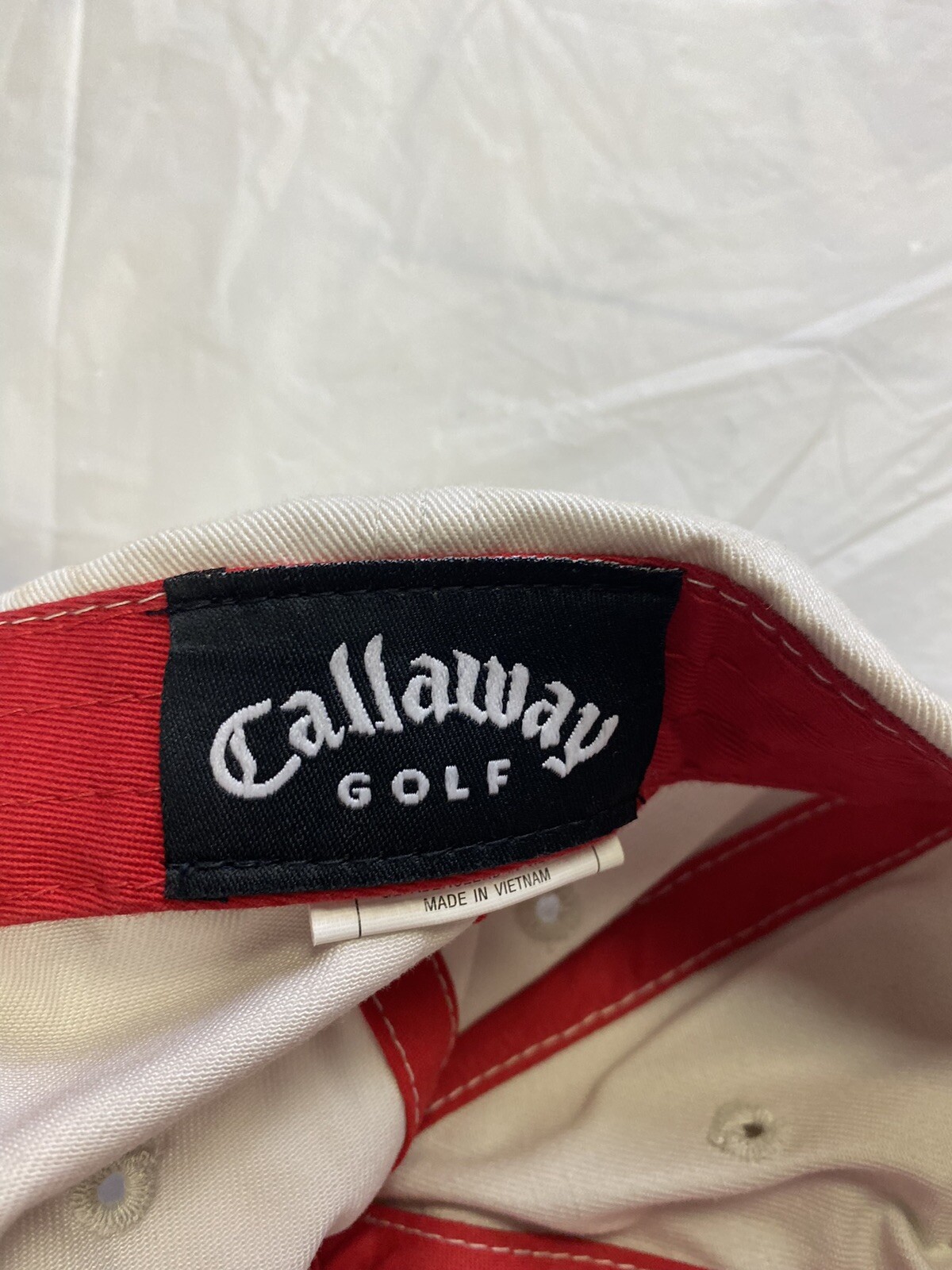 Callaway V Golf Embroidered Hat Spellout Logo Beige Adjustable