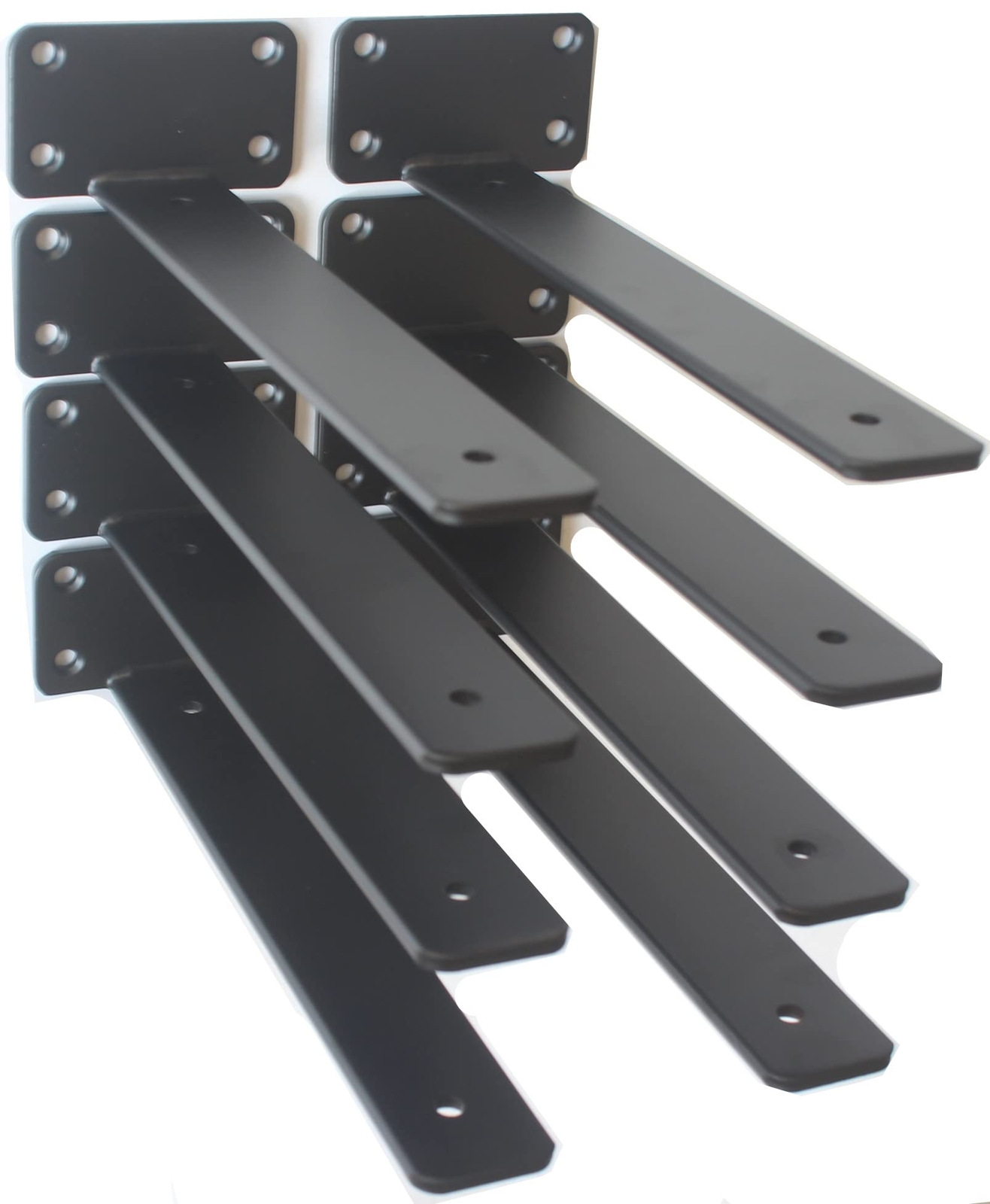 8 Pack - 10 inch Black Hidden L Shelf Bracket 1/5 Inch Thicked Iron Shelf Bra...