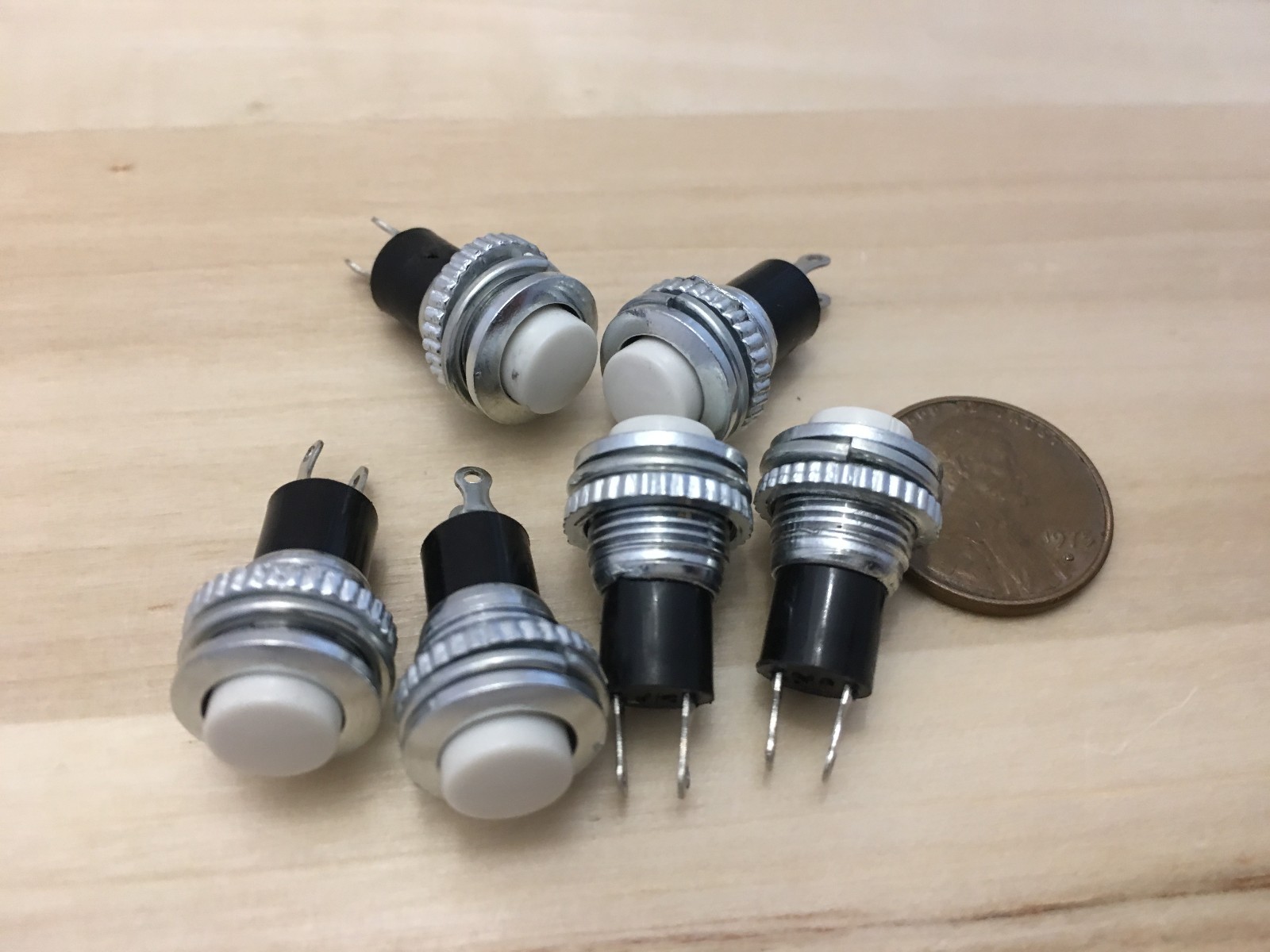 6 Piece White Momentary PUSH BUTTON SWITCH normally open 10mm on off DS-316 C21