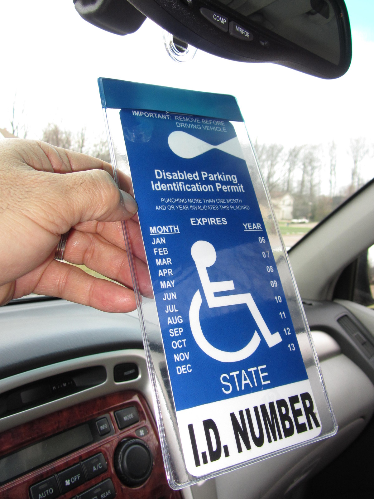 Handicap Tag Holder & Protector+Storage Magnet. Sturdy Hook - ON & OFF in a Snap