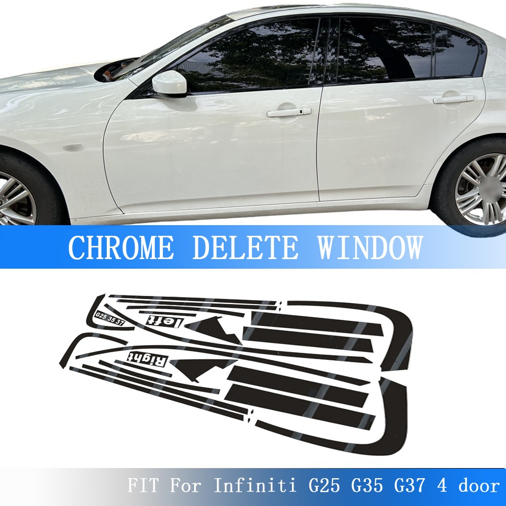 Glossy Black Chrome Delete Window Trims For Infiniti G25 G35 G37 4 door