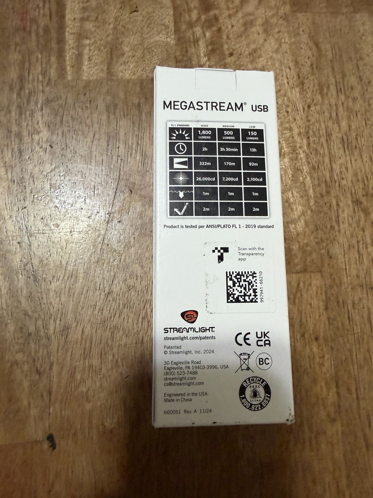 Streamlight 66210 MegaStream USB Flashlight 1800 Lumens Black