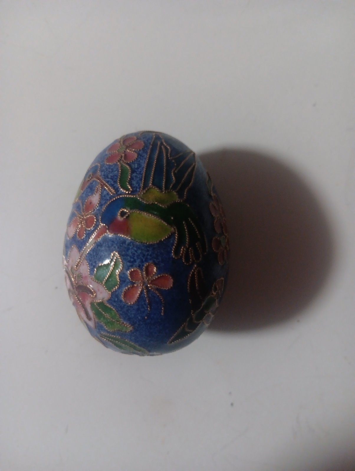 Cloissonne Egg Blue Hummingbirds