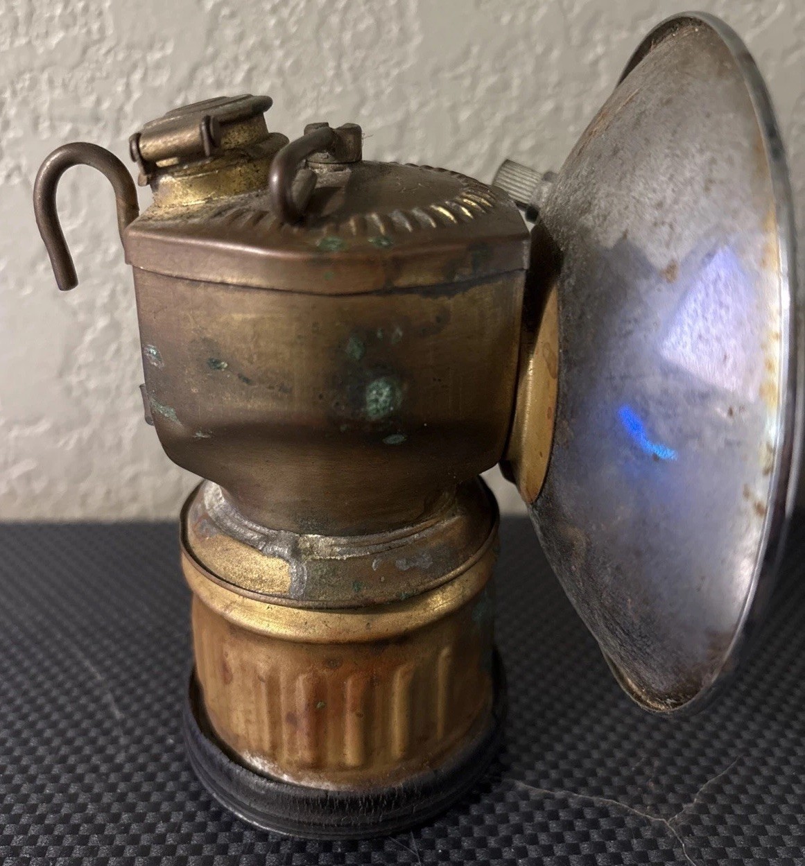 Vintage Antique Justrite Brass Coal Miner's Carbide Lamp Lantern USA 115123