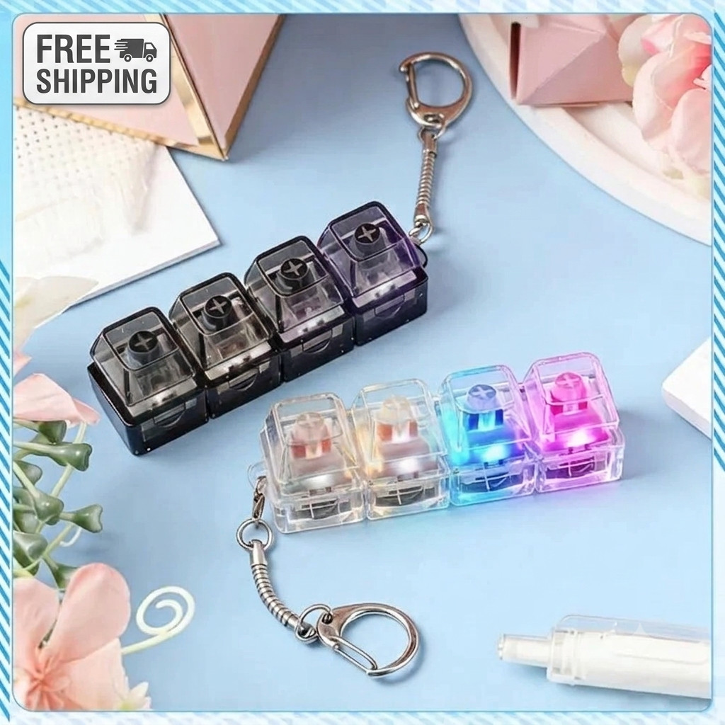 Keyboard Fidget Toys for Adults Keyboard Clicker with LED Light Keychain Fidget