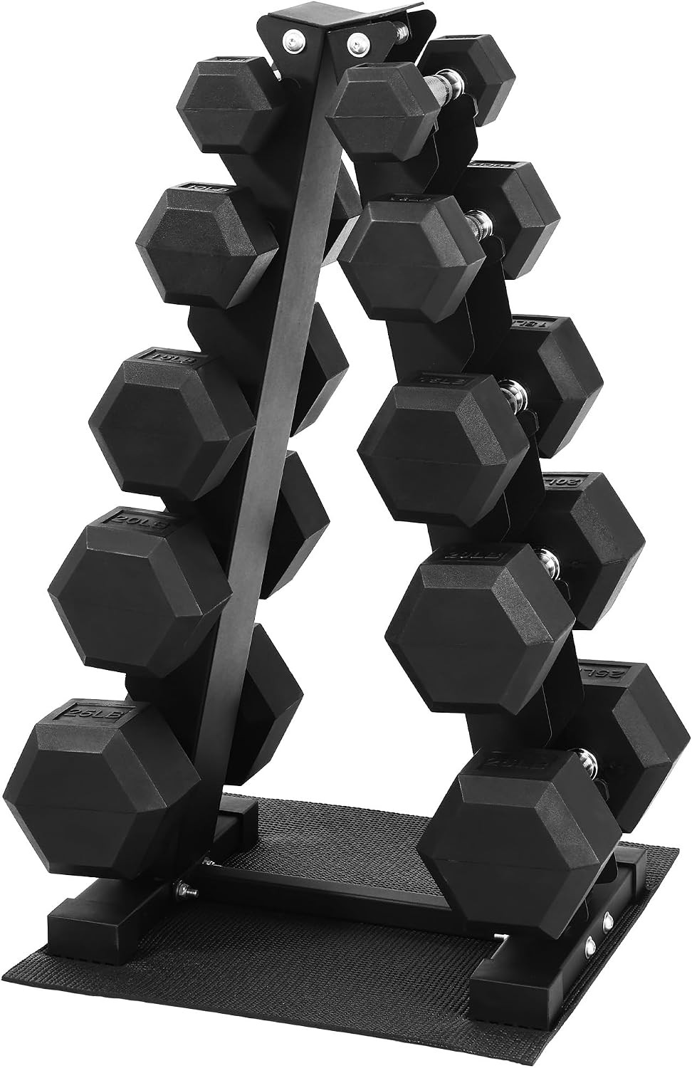 160-550LB Rubber Hex Dumbbell Set with Storage Rack Solid Cast Iron Dumbbells US