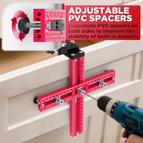 Cabinet Hardware Jig - Adjustable Drill Guide Template for Knobs & Handles