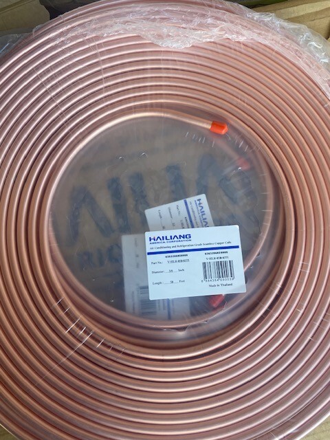 Hailiang 3/8" ODx50' AC/Refrigeration Grade Seamless Copper Coil V-HLR-050-0375
