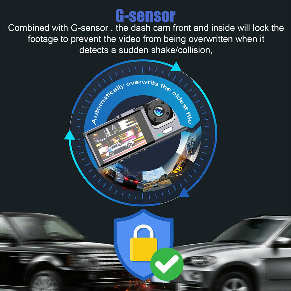 3 lenses Camara De Seguridad Dash Cam Para Auto Carro Delantero/Trasero/Interior