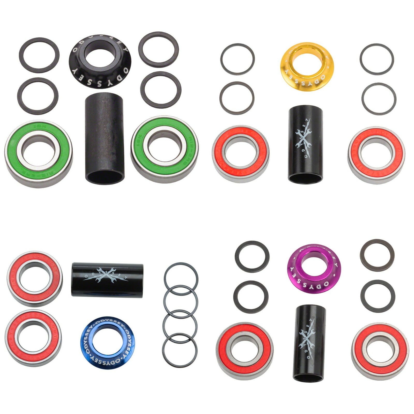 ODYSSEY BMX 19mm or 22mm MID BOTTOM BRACKET KIT BLACK BLUE GOLD PURPLE POLISHED